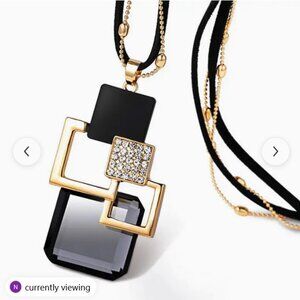 Fashion Pendant Retro Long Necklace black/blue/grey/brown gold color Chain new